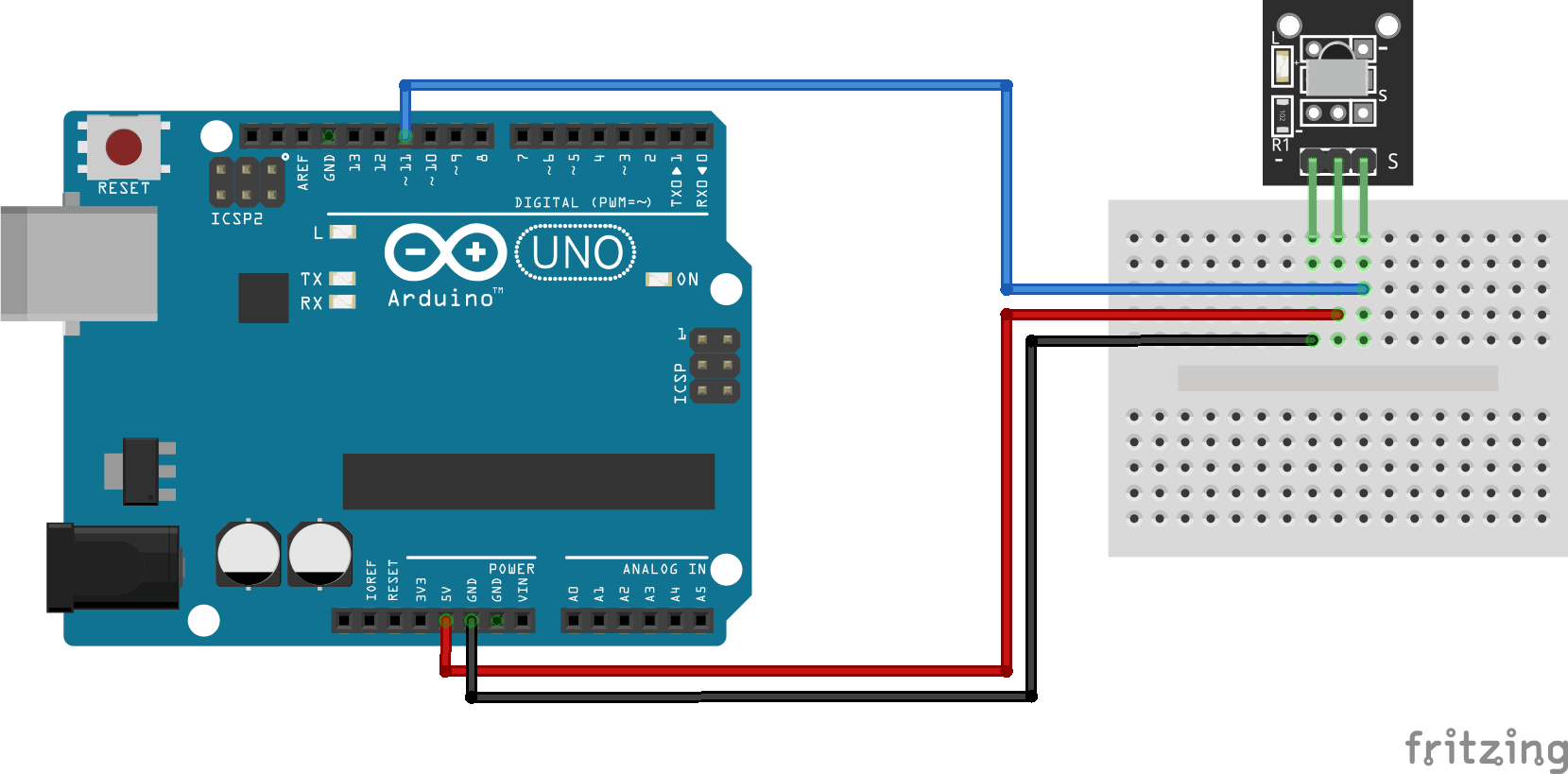 Receptor infrarrojo KY-022 Diagrama de conexión Arduino